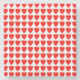 Posavasos De Piedra Red Hearts Seamless Pattern