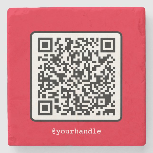 Posavasos De Piedra Red QR Code Social Media Simple Personalizado mode (Anverso)