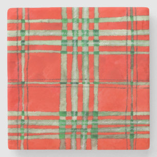 Posavasos De Piedra Red SCOTT TARTAN Marble Stone Coaster