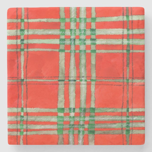 Posavasos De Piedra Red SCOTT TARTAN Marble Stone Coaster (Anverso)