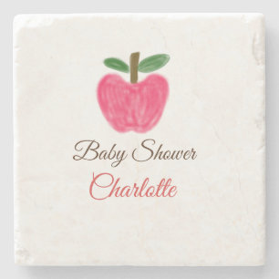 Posavasos De Piedra Red Watercolor manzana ducha bebé agregar título