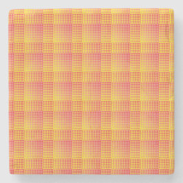 Posavasos De Piedra Red Yellow Checker Abstract Pattern