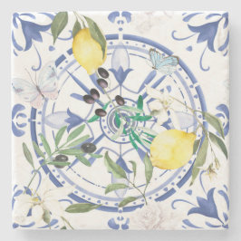 Posavasos De Piedra Redondo,ornamental ,azulejo español ,mediterráneo 