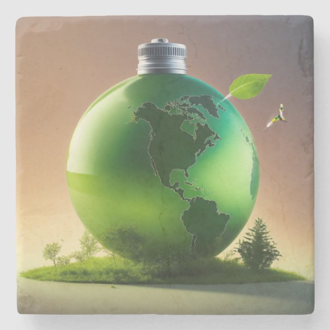Posavasos De Piedra Refill the Earth – Sustainable Future & Green Plan (Anverso)