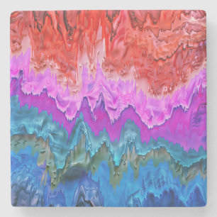 Posavasos De Piedra "Reflexión radiante" Arte abstracto colorido