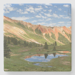 Posavasos De Piedra Reflexión roja de la montaña