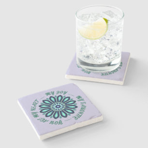 POSAVASOS DE PIEDRA REGALO COLORIDO DE FLORES PARA MAMÁ PAPÁ HERMANA H
