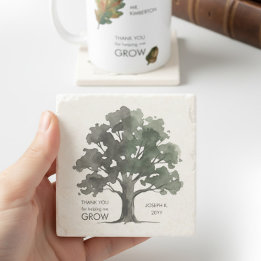 Posavasos De Piedra Regalo de agradecimiento de roble en acuarela que 