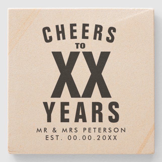 Posavasos De Piedra Regalo de aniversario boda a años personalizados (Anverso)