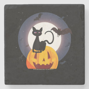 Posavasos De Piedra Regalo de araña Calabaza de araña de gato negro