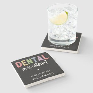 Posavasos De Piedra Regalo de Asistente Dental con Nombre Personalizad