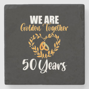 Posavasos De Piedra Regalo de Boda   Estamos Dorados Juntos 50 Años