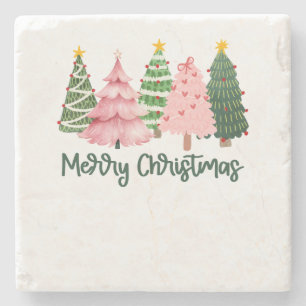 Posavasos De Piedra Regalo de Navidad Árbol de Navidad Alegre