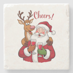 Posavasos De Piedra Regalo de Navidad Cheer Santa Claus