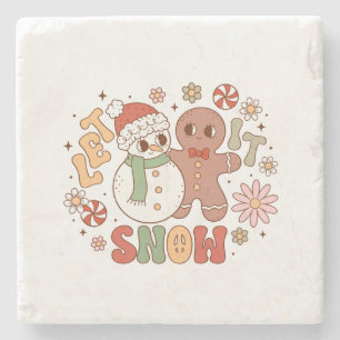 Posavasos De Piedra Regalo de Navidad Déjalo nevar