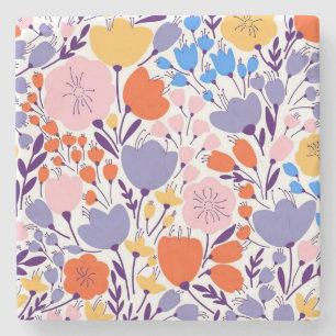 Posavasos De Piedra Regalo De Navidad Floral Brillante Y Colorida