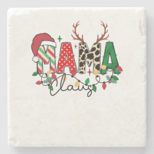 Posavasos De Piedra Regalo de Navidad Mamá Claus con niños