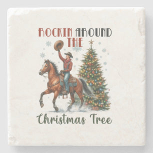 Posavasos De Piedra Regalo de Navidad Rockin Around The Christmas Tree