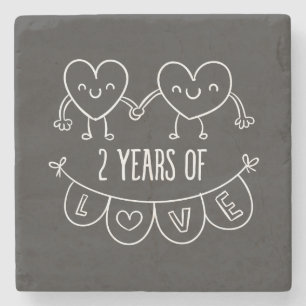 Posavasos De Piedra Regalo del 2° Aniversario Por Su Cardilla De Caros