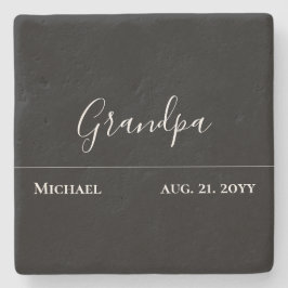 Posavasos De Piedra Regalo del abuelo - Negro Jet moderno personalizad