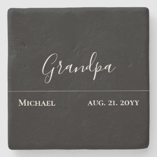 Posavasos De Piedra Regalo del abuelo - Negro Jet moderno personalizad