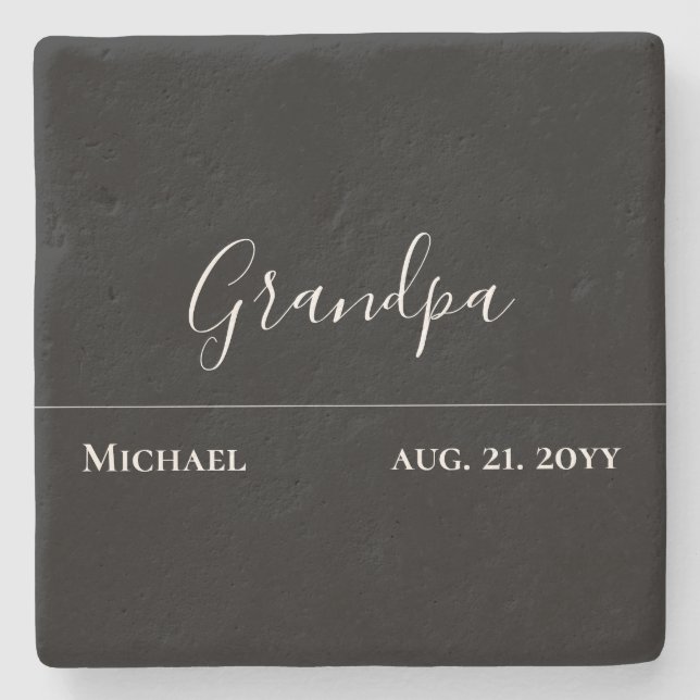 Posavasos De Piedra Regalo del abuelo - Negro Jet moderno personalizad (Anverso)