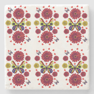 Posavasos De Piedra Regalo Floral de Mariposa Primaveral Personalizado