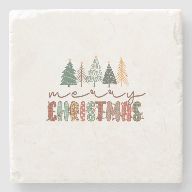 Posavasos De Piedra Regalo navideño Feliz Navidad (Anverso)
