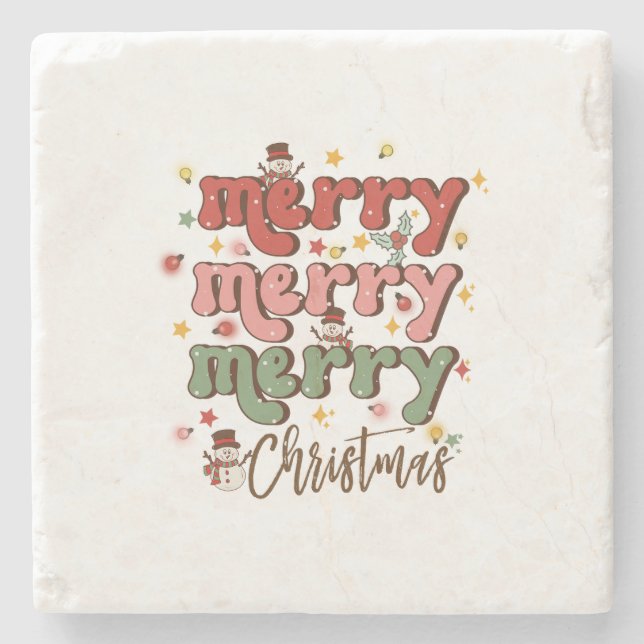 Posavasos De Piedra Regalo navideño Feliz Navidad (Anverso)