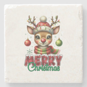 Posavasos De Piedra Regalo navideño Feliz reno navideño