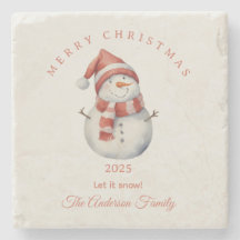 Regalo personalizado de snowman acuarela con ambie