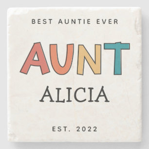 Posavasos De Piedra Regalo Retro Tía Personalizado Mejor Tía Jamás Lin