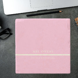 Posavasos De Piedra Regalo rustico elegante y moderno de profesor rosa