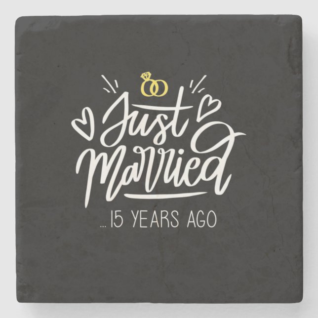 Posavasos De Piedra Regalos de Boda | 15º Aniversario de Boda (Anverso)