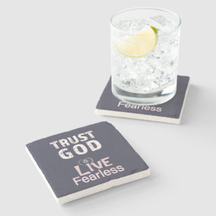 Posavasos De Piedra Regalos de Coaster de mármol Confía en Dios Vive s