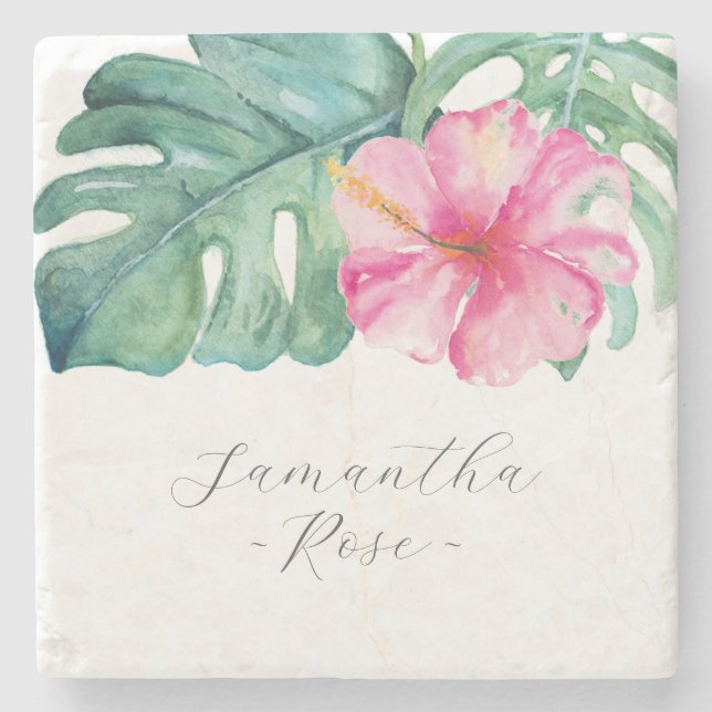 Posavasos De Piedra Regalos Personalizados para Mujeres Flores Tropica (Anverso)
