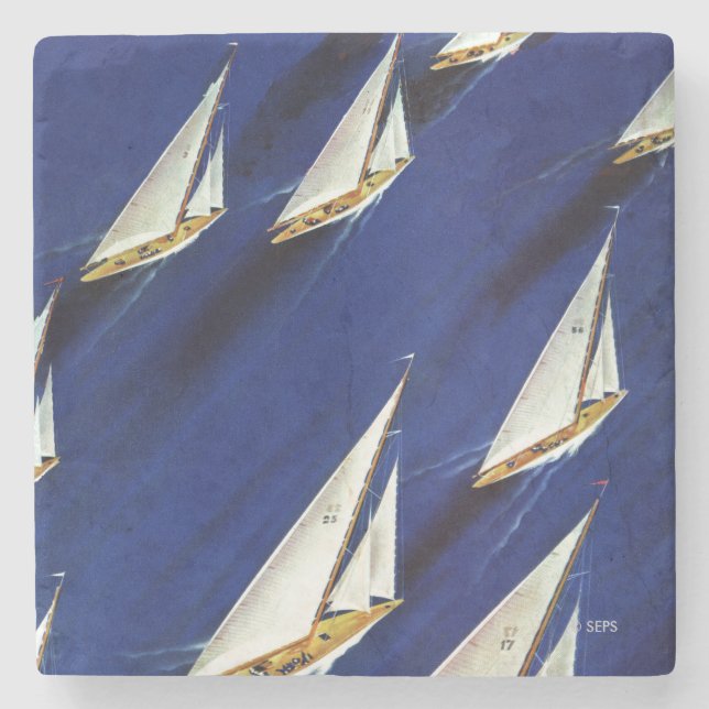 Posavasos De Piedra Regata de veleros por soldadura de esquí (Anverso)