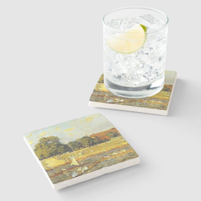 Posavasos De Piedra Regatta en Hampton Court Alfred Sisley Poster (Lateral)