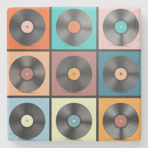 Posavasos De Piedra Registros de vinilo: retro conjunto LP.