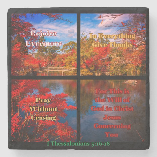 Posavasos De Piedra Regocijarse, Rezar, Dar Gracias (Anverso)