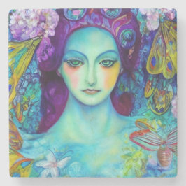 Posavasos De Piedra Reina de hadas encantada con mariposas