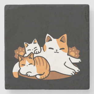 Posavasos De Piedra Relajando el arte del gato - 'Días de furor perezo