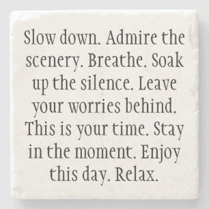 Posavasos De Piedra Relájate y Disfruta del Momento Cita de Mindfulnes