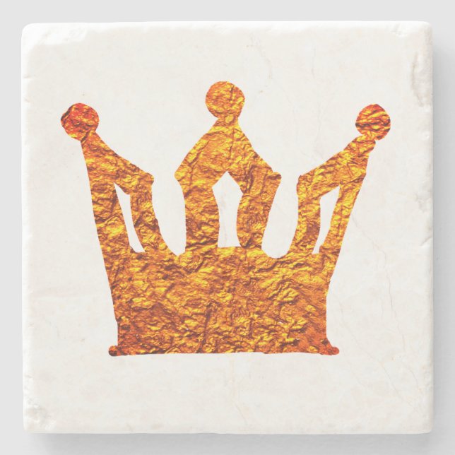 Posavasos De Piedra Relieve metalizado dorado Crown Marble Coater (Anverso)