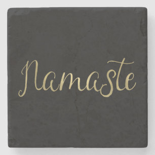 Posavasos De Piedra Relieve metalizado dorado Namaste