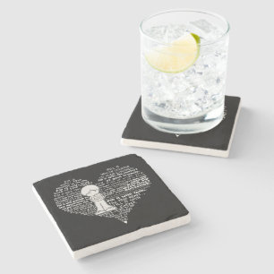 Posavasos De Piedra Rellene sus letras en blanco y cardíaco