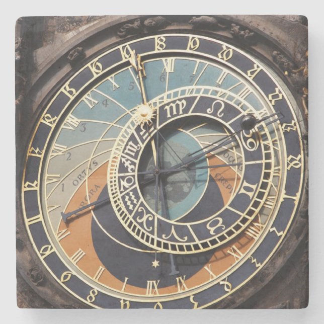 Posavasos De Piedra Reloj Astronómico En Praga (Anverso)