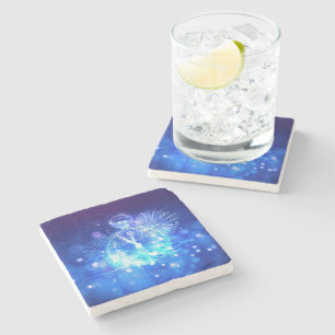 Posavasos De Piedra Reloj de Nochevieja emoción eléctrica de SlipperyJ