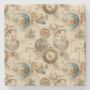 Posavasos De Piedra Reloj de vapor de color rugoso (7)