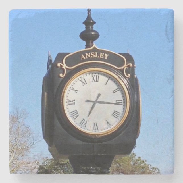 Posavasos De Piedra Reloj del club de golf de Ansley, St del mármol de (Anverso)